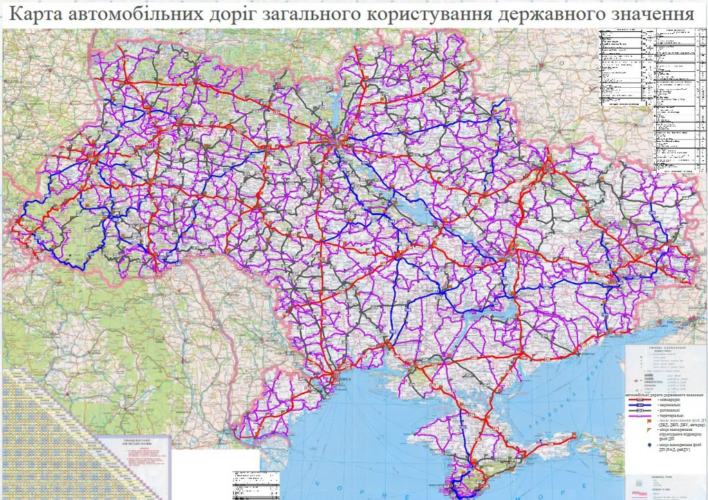 Карта дорог Украины, где разрешено движение грузовиков до 40 тонн
