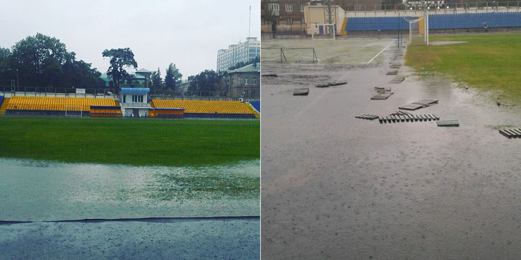 Потоп в Одессе. Стадион Спартак затопило