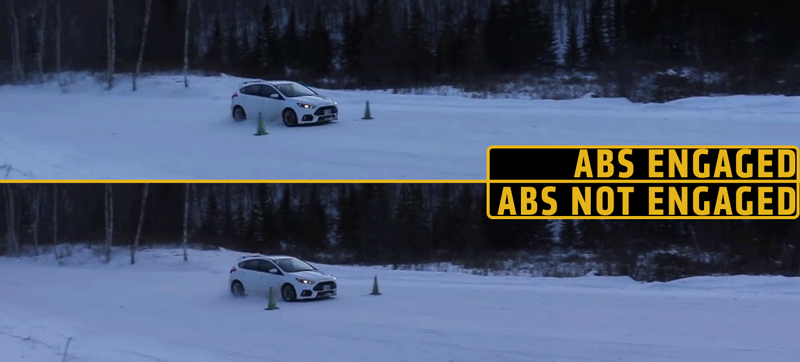 Как работает ABS на снегу - видеодемонстрация