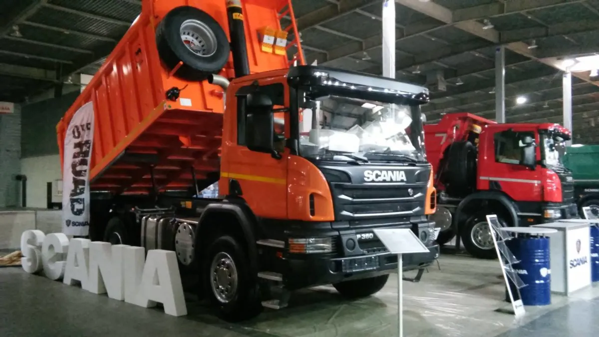 Грузовики марки Scania на выставке «Автотрасса: Дороги. Мосты.Тоннели»